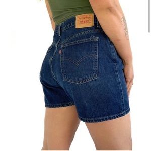Levi’s High-waisted Curvy Dark Wash Denim Shorts